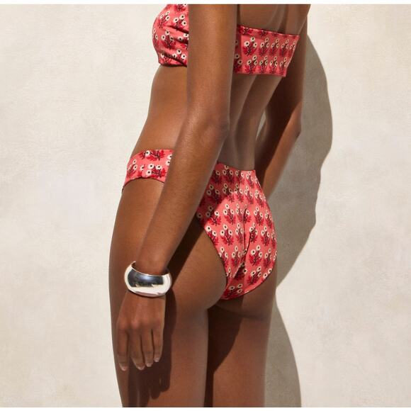 J.Crew Classic Sculpt Sunny Bikini Bottom WMNS S Coral Floral High-Cut Mid Rise - Picture 2 of 9